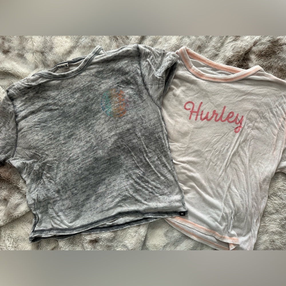 Hurley Gray and Pink Short Sleeve Tee Soft Cotton Comfort